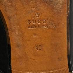 Pre Owned Gucci Black Leather Rose Embroidered Princetown Flat Mules Size 40