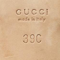 مملوكة مسبقًا صندل غوتشي قماش GG سوبرين ذهبي بتفصيل حدوة الحصان مقدمة مفتوحة مقاس 39