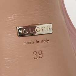 Pre Owned Gucci Pink Leather Horsebit Ankle Strap Platform Sandals Size 39