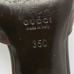 Pre Owned Gucci Dark Brown Guccissima Leather New Hollywood Horsebit Mules Size 35