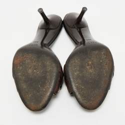 Pre Owned Gucci Dark Brown Guccissima Leather New Hollywood Horsebit Mules Size 35