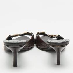 Pre Owned Gucci Dark Brown Guccissima Leather New Hollywood Horsebit Mules Size 35