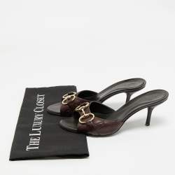 Pre Owned Gucci Dark Brown Guccissima Leather New Hollywood Horsebit Mules Size 35