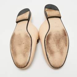 Pre Owned Gucci Beige Leather Princetown Horsebit Flat Mules Size 38