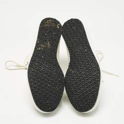 Pre Owned Gucci White Canvas and Leather High Top Sneakers Size 38.5