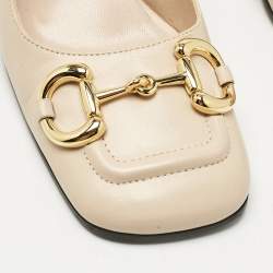 Pre Owned Gucci Beige Leather Horsebit Slingback Pumps Size 38