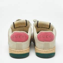 Pre Owned Gucci Multicolor Nubuck Leather and GG Canvas Screener Sneakers Size 37.5