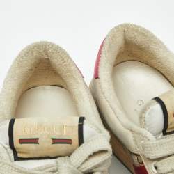 Pre Owned Gucci Multicolor Nubuck Leather and GG Canvas Screener Sneakers Size 37.5