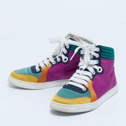 Pre Owned Gucci Multicolor Satin Coda High Top Sneakers Size 35