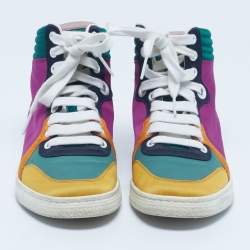 Pre Owned Gucci Multicolor Satin Coda High Top Sneakers Size 35