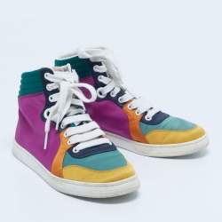 Pre Owned Gucci Multicolor Satin Coda High Top Sneakers Size 35