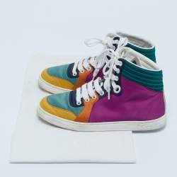 Pre Owned Gucci Multicolor Satin Coda High Top Sneakers Size 35