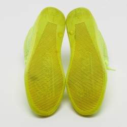 Pre Owned Gucci Neon Yellow Perforated Leather Coda High Top Sneakers Size 35.5