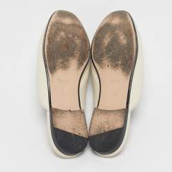 Pre Owned Gucci Off White Leather Princetown Flat Mules Size 38.5
