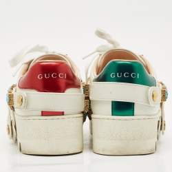 Pre Owned Gucci White Leather Flashtrek Chunky Low Top Sneakers Size 38