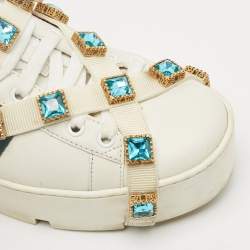 Pre Owned Gucci White Leather Flashtrek Chunky Low Top Sneakers Size 38