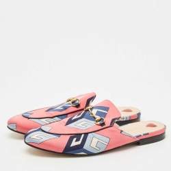 Pre Owned Gucci Multicolor Satin Horsebit Princetown Mules Size 41