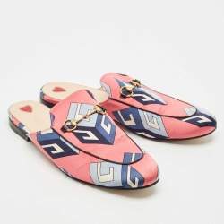 Pre Owned Gucci Multicolor Satin Horsebit Princetown Mules Size 41