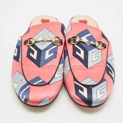 Pre Owned Gucci Multicolor Satin Horsebit Princetown Mules Size 41