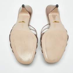 Pre Owned Gucci Rose Gold Leather Interlocking G Slide Sandals Size 36.5