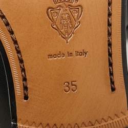 Pre Owned Gucci Black Leather Jordaan Crystal Embellished Loafers Size 35