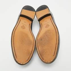 Pre Owned Gucci Black Leather Jordaan Crystal Embellished Loafers Size 35