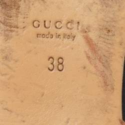 Pre Owned Gucci Black Leather Peyton GG Web Mules Size 38