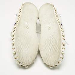 Pre Owned Gucci White Leather Pearl Studded Ace Sneakers Size 41
