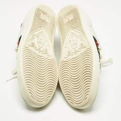 Pre Owned Gucci White Leather Pearl Studded Ace Sneakers Size 37.5