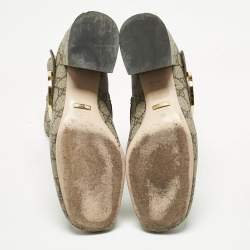 Pre Owned Gucci Beige/Brown GG Supreme Canvas and Leather Blondie Ankle Boots Size 38