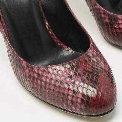 Pre Owned Gucci Two Tone Python Leather Round Toe Pumps Size 38.5
