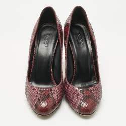 Pre Owned Gucci Two Tone Python Leather Round Toe Pumps Size 38.5
