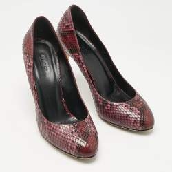 Pre Owned Gucci Two Tone Python Leather Round Toe Pumps Size 38.5