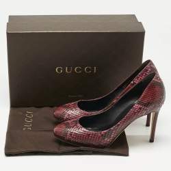 Pre Owned Gucci Two Tone Python Leather Round Toe Pumps Size 38.5