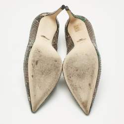 Pre Owned Gucci Multicolor Python Leather Pointed Toe Pumps Size 38.5