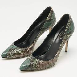 Pre Owned Gucci Multicolor Python Leather Pointed Toe Pumps Size 38.5