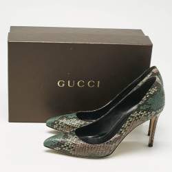 Pre Owned Gucci Multicolor Python Leather Pointed Toe Pumps Size 38.5