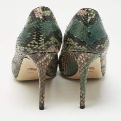 Pre Owned Gucci Multicolor Python Leather Pointed Toe Pumps Size 38.5