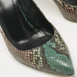 Pre Owned Gucci Multicolor Python Leather Pointed Toe Pumps Size 38.5