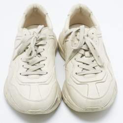 مملوكة مسبقًا Gucci Cream Leather Rhyton Sneakers Size 39