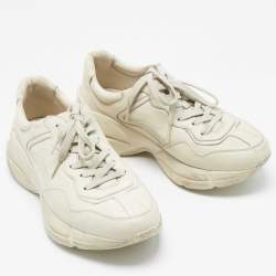 مملوكة مسبقًا Gucci Cream Leather Rhyton Sneakers Size 39