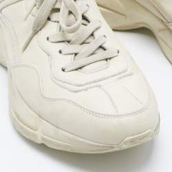 مملوكة مسبقًا Gucci Cream Leather Rhyton Sneakers Size 39