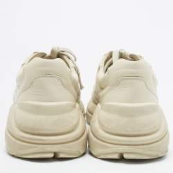 مملوكة مسبقًا Gucci Cream Leather Rhyton Sneakers Size 39