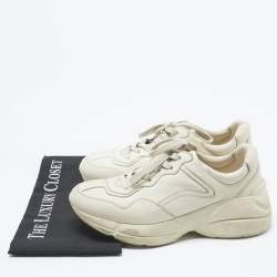 مملوكة مسبقًا Gucci Cream Leather Rhyton Sneakers Size 39