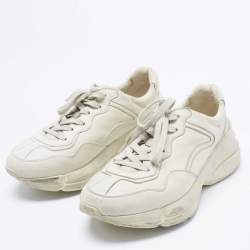 مملوكة مسبقًا Gucci Cream Leather Rhyton Sneakers Size 39