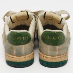 Pre Owned Gucci Multicolor Nubuck Leather and GG Canvas Screener Sneakers Size 38.5