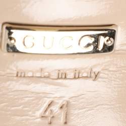 Pre Owned Gucci Gold Crinkled Patent Leather Platform Ankle Strap Sandals Size 41