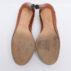 Pre Owned Gucci Tan Leather 1973 Pumps Size 41
