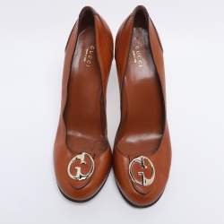 Pre Owned Gucci Tan Leather 1973 Pumps Size 41