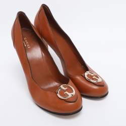 Pre Owned Gucci Tan Leather 1973 Pumps Size 41